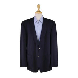 Burberry London Navy Blue w/ Gold Metal Buttons 2-Btn Patch Pocket Blazer 44L